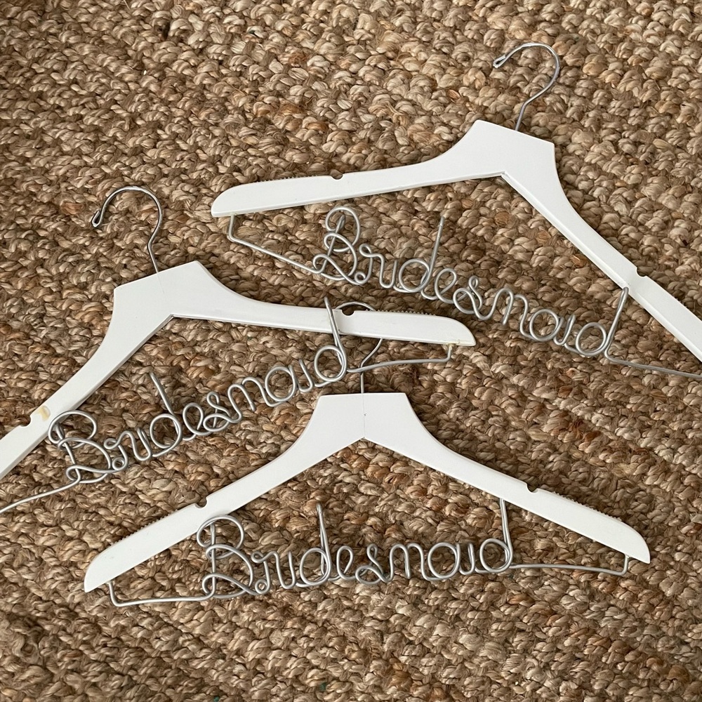 Set of six “Bridesmaid” hangers for wedding